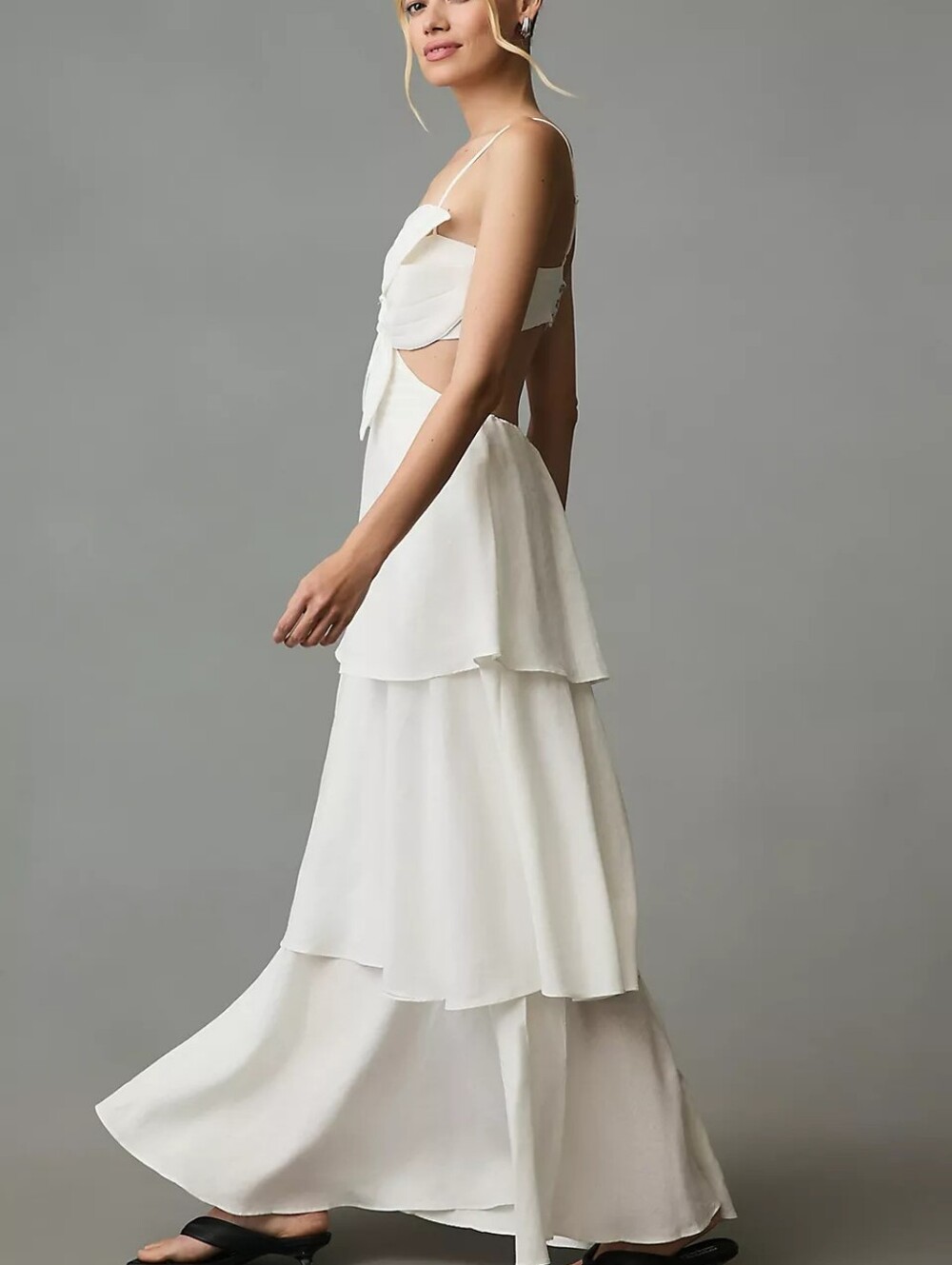 Farm Rio 3d Linen Flower Dress White Maxi Dress - Picture 4 of 9
